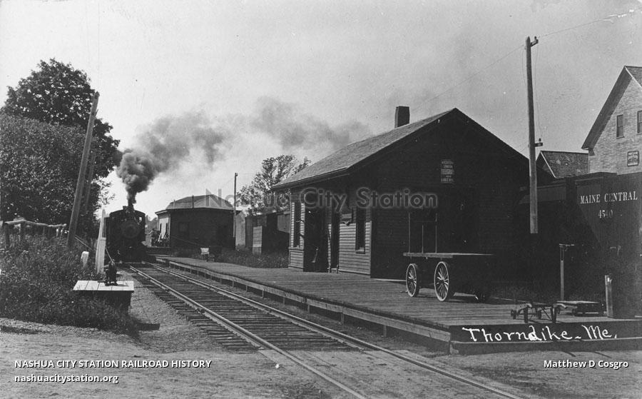 Postcard Thorndike, Maine Railroad History