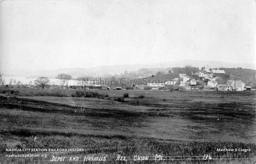 Postcard Depot and Haskells' Residence, Union, Maine Railroad History