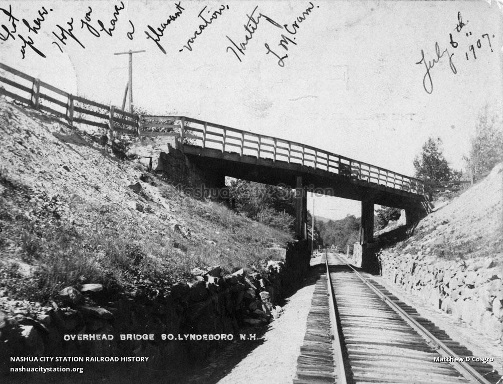 Postcard Overhead Bridge, South Lyndeboro, New Hampshire Railroad History