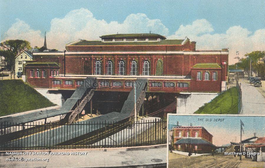 Postcard PawtucketCentral Falls Railroad Station and the Old Depot