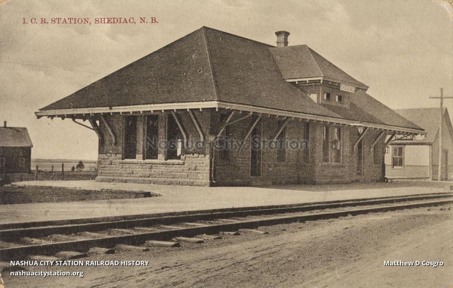 Postcard Intercolonial Railway Station, Shediac, New Brunswick