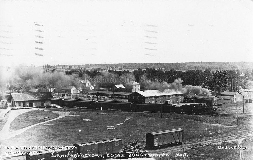 Postcard Canning Factory, Essex Junction, Vermont Railroad History