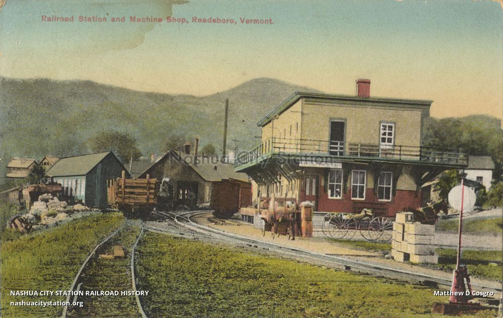 Postcard Railroad Station and Machine Shop, Readsboro, Vermont