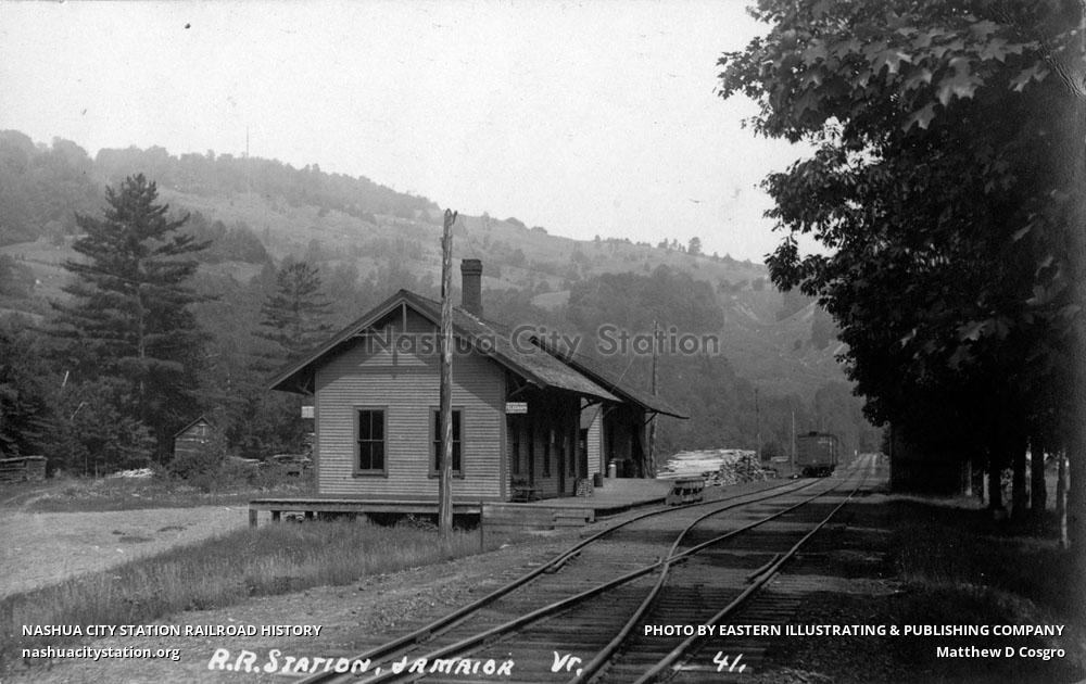 Postcard Railroad Station, Jamaica, Vermont Railroad History