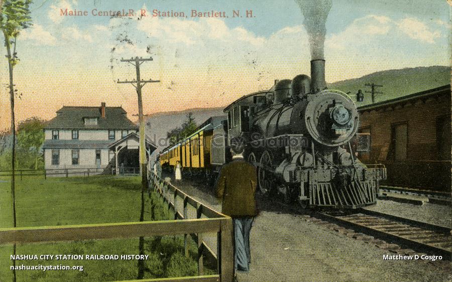 Postcard Maine Central Railroad Station, Bartlett, New Hampshire