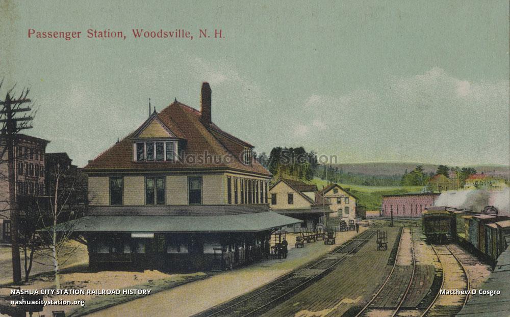 Postcard Passenger Station, Woodsville, New Hampshire Railroad History