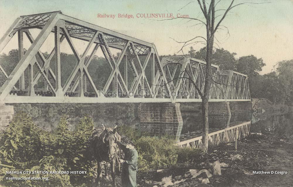 Postcard Railway Bridge, Collinsville, Connecticut Railroad History