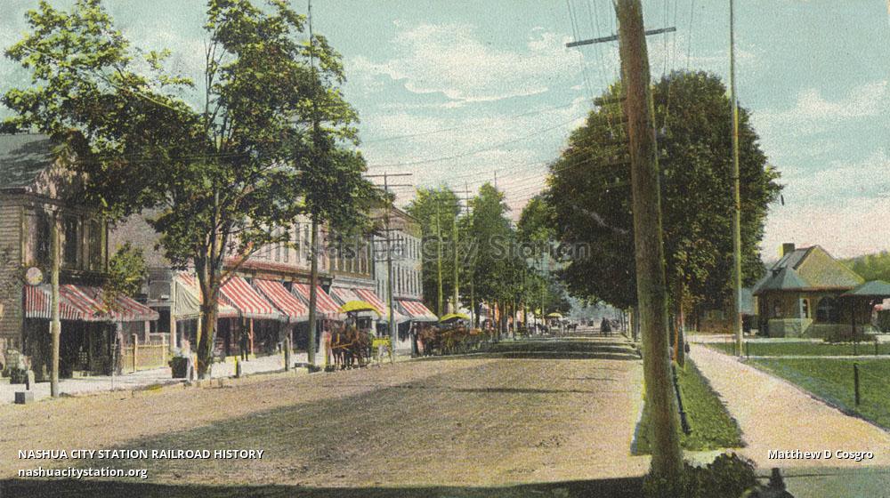 Postcard Main Street and Railroad Depot, Honesdale, Pennsylvania