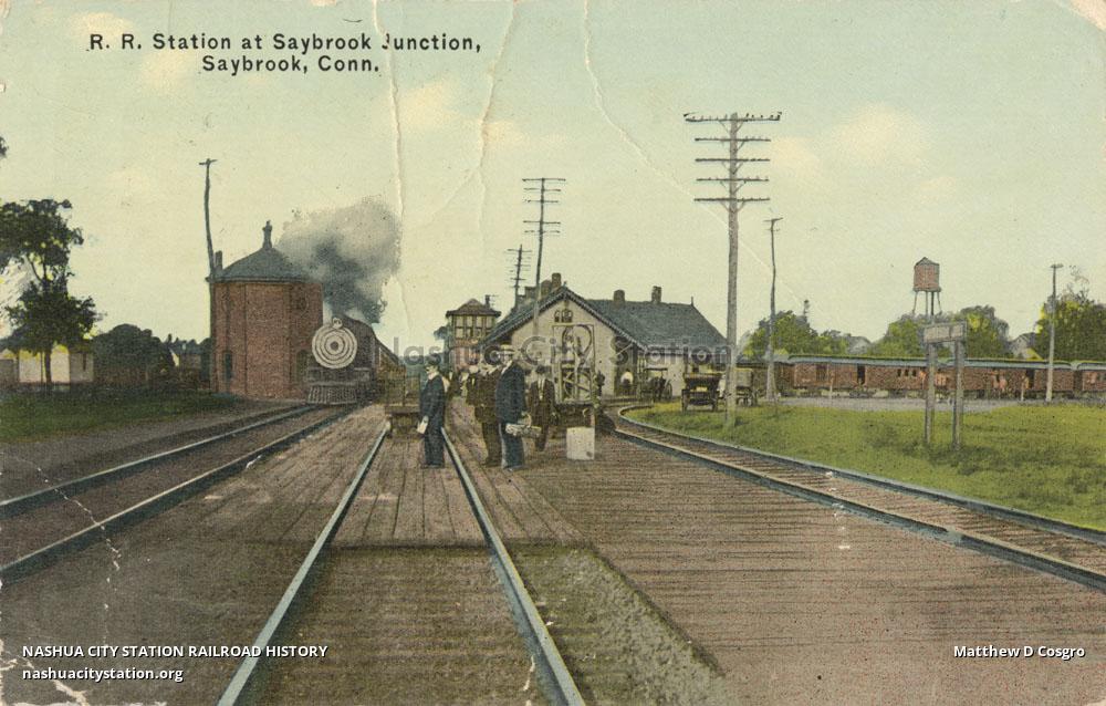 Postcard Railroad Station at Saybrook Junction, Saybrook, Connecticut