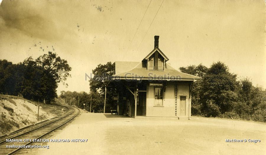 Postcard Brookline station Railroad History