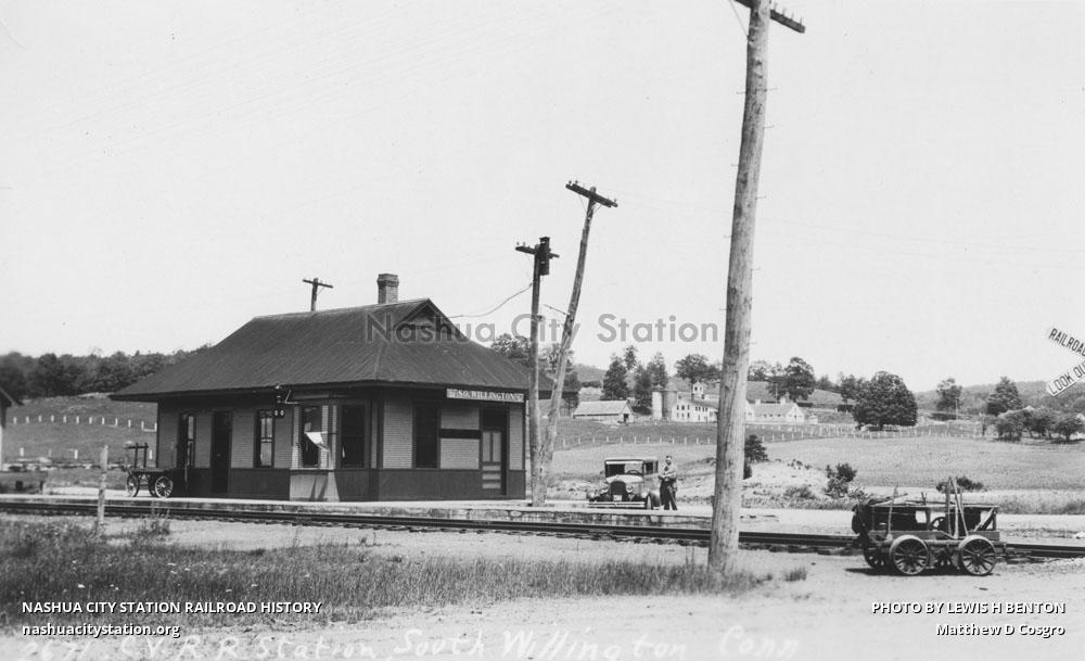 Postcard Central Vermont Railroad Station South Willington, Connecticut Railroad History