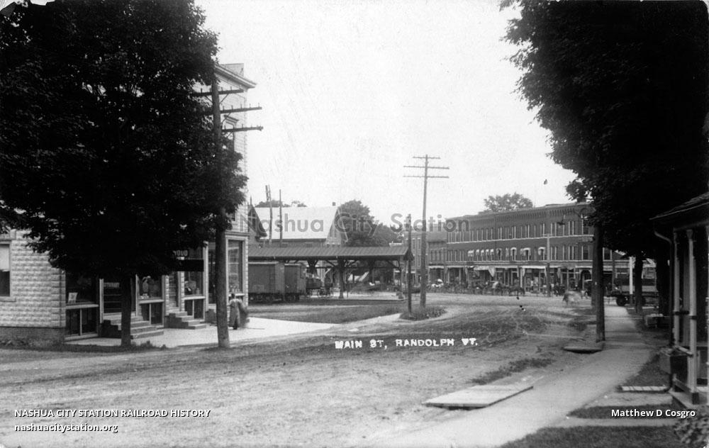 Postcard Main Street, Randolph, Vermont Railroad History
