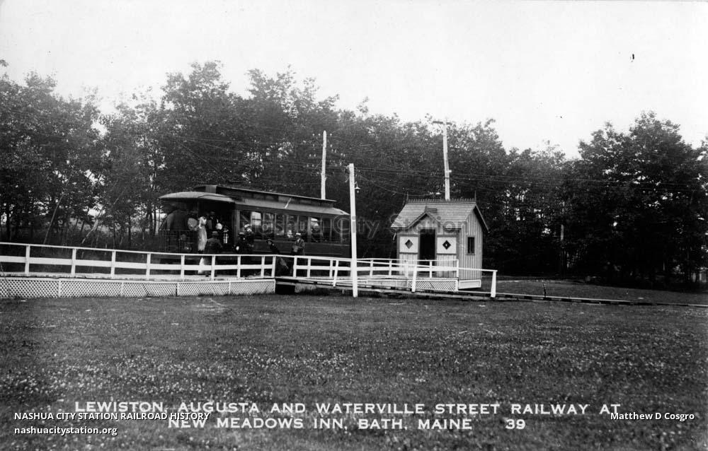 Postcard Lewiston, Augusta and Waterville Street Railway at New