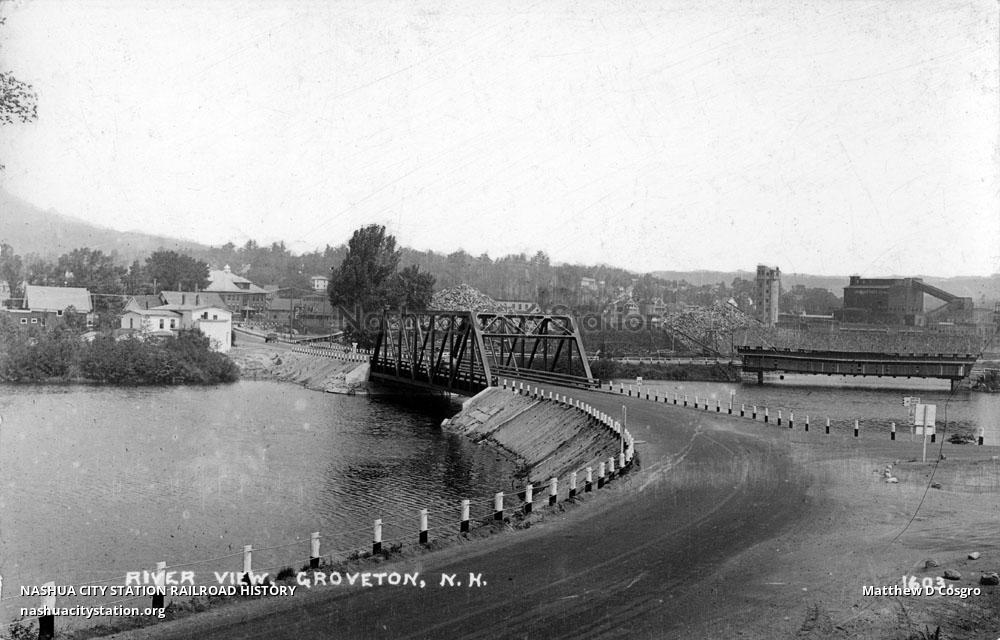 Postcard River View, Groveton, New Hampshire Railroad History