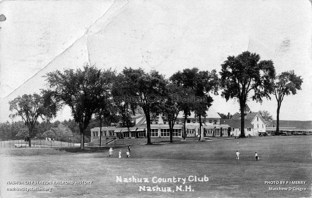 Postcard Nashua Country Club, Nashua, New Hampshire Railroad History