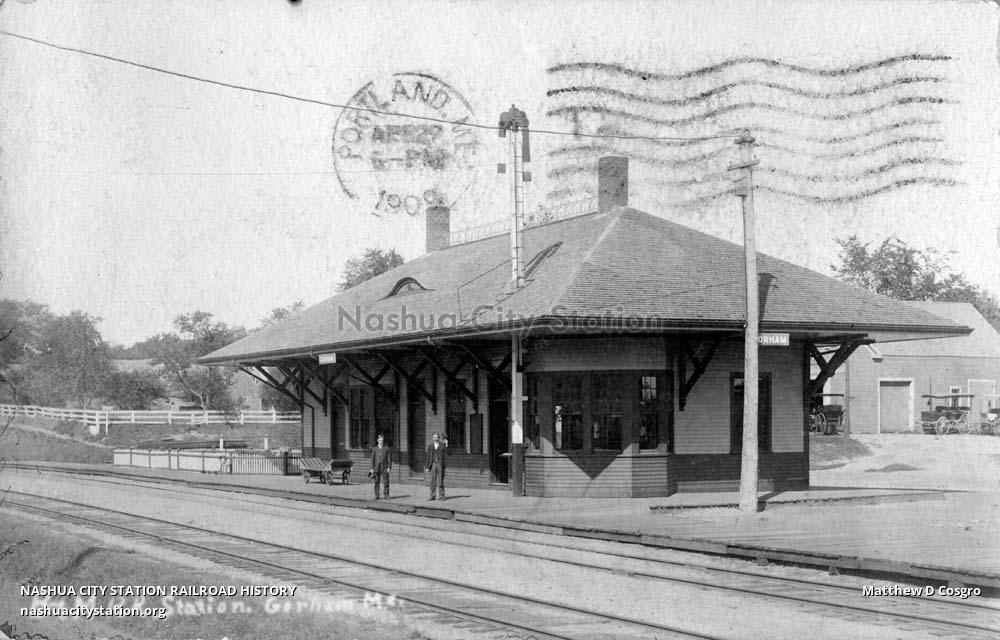 Postcard Boston & Maine Railroad Station, Gorham, Maine Railroad History