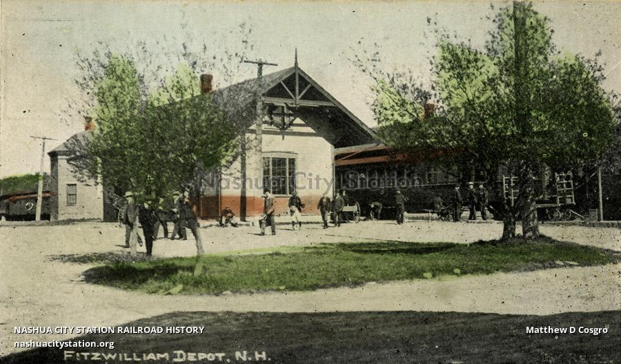 Postcard Fitzwilliam Depot, New Hampshire Railroad History