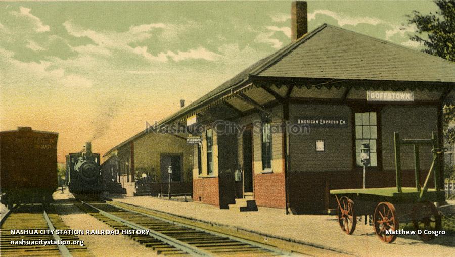Postcard Boston & Maine Station, Goffstown, N.H. Railroad History