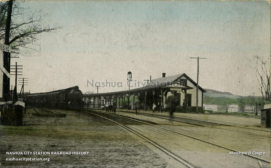 Postcard Boston & Maine Station, Hooksett, N.H. Railroad History