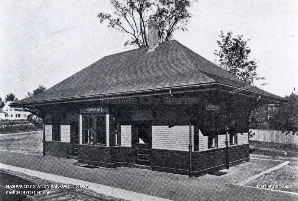 Postcard Railroad Station, Henniker, New Hampshire Railroad History
