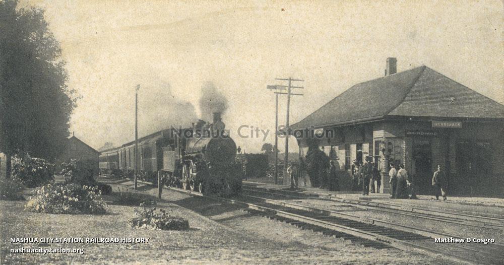 Postcard Boston & Maine Station, Merrimack, New Hampshire Railroad