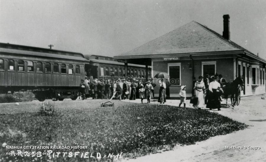 Postcard Pittsfield, N.H. Railroad History