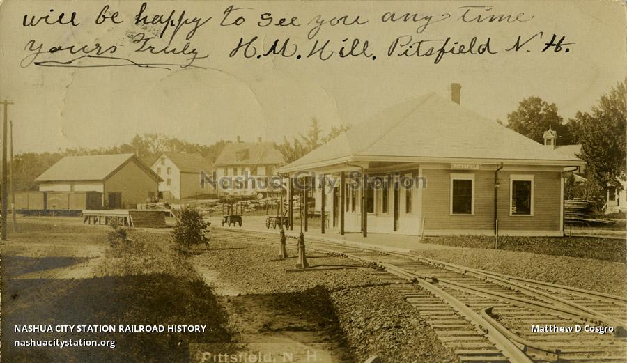 Postcard Pittsfield, N.H. Railroad History