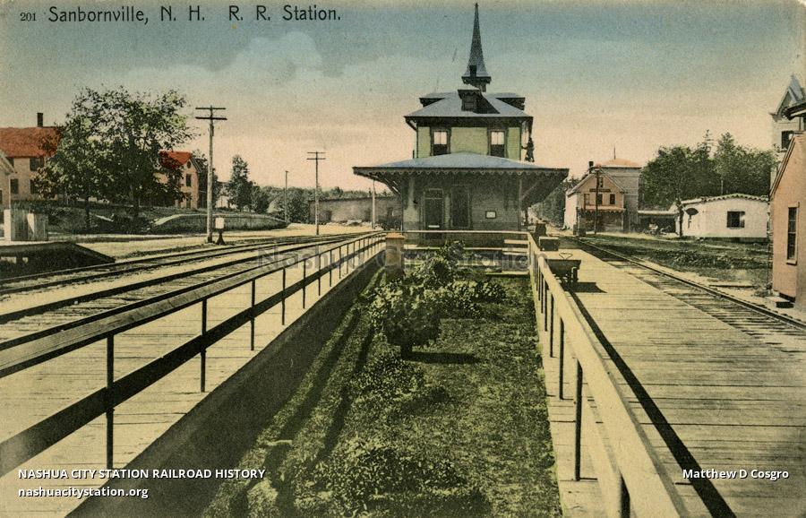 Postcard Sanbornville, New Hampshire Railroad Station Railroad History