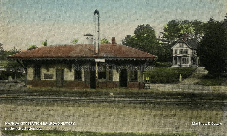 Postcard Railroad Station, Sandown, New Hampshire Railroad History
