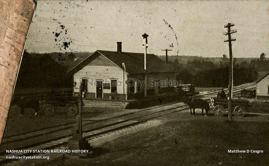 Postcard Boston & Maine Station, State Line, New Hampshire Railroad