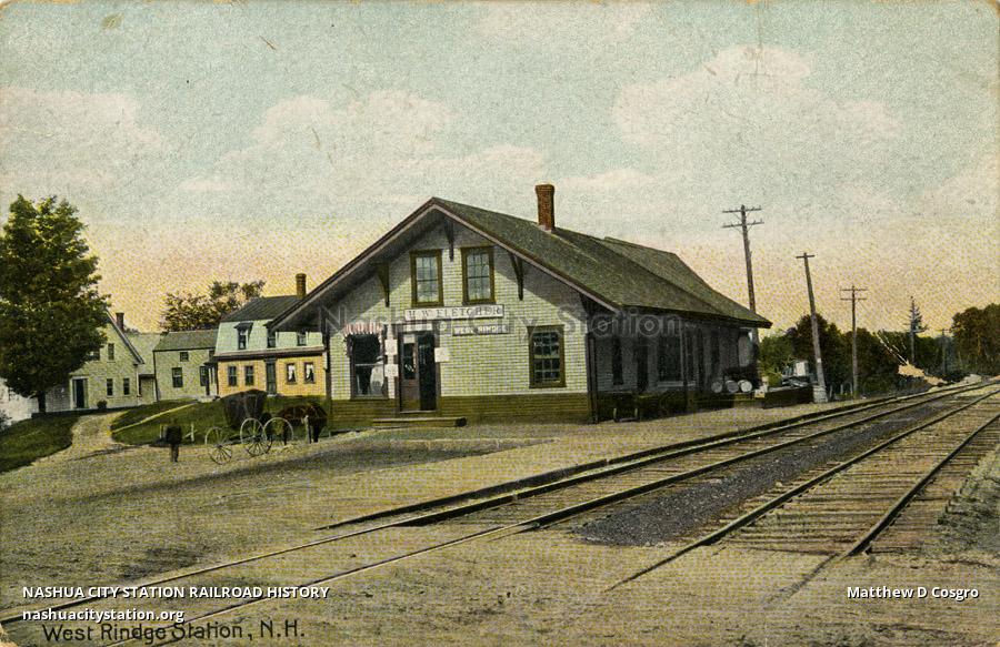 Postcard West Rindge Station, New Hampshire Railroad History