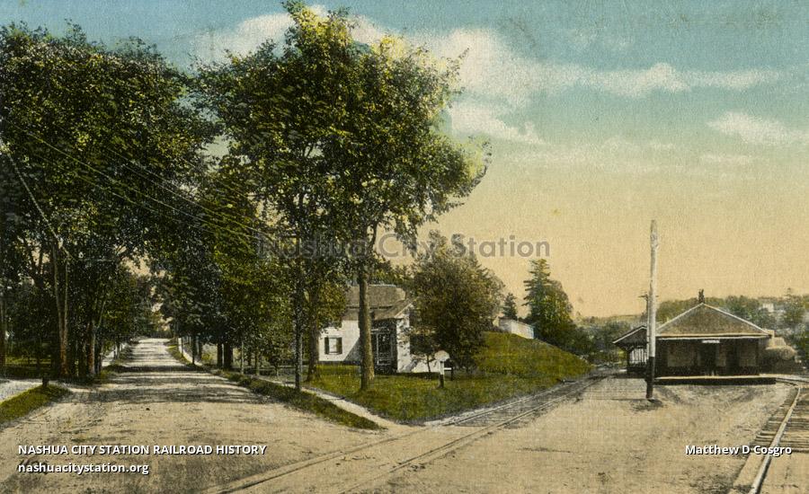 Postcard Maine Central Depot and Main Street, Whitefield, New Hampshire Railroad History