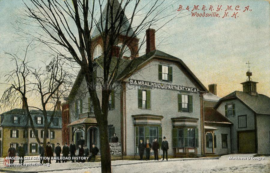 Postcard Boston & Maine Railroad YMCA Woodsville, New Hampshire Railroad History