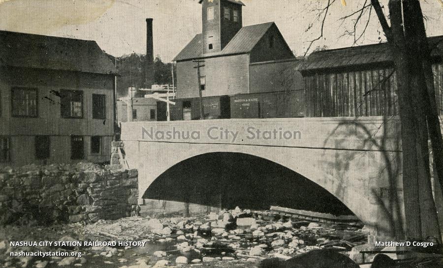 Postcard New Cement Bridge, Whiting's Mill, Grain Elevator and