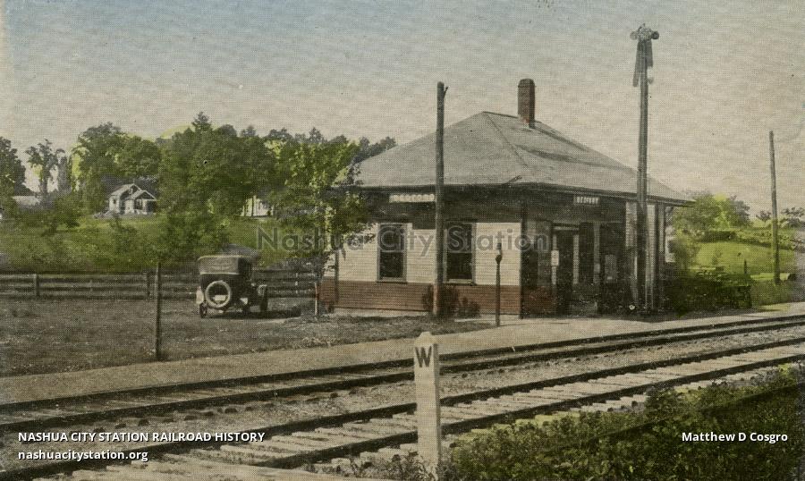 Postcard Boston & Maine Station, Bedford, New Hampshire Railroad History