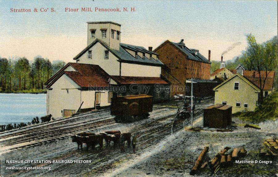 Postcard Stratton & Company's Flour Mill, Penacook, New Hampshire