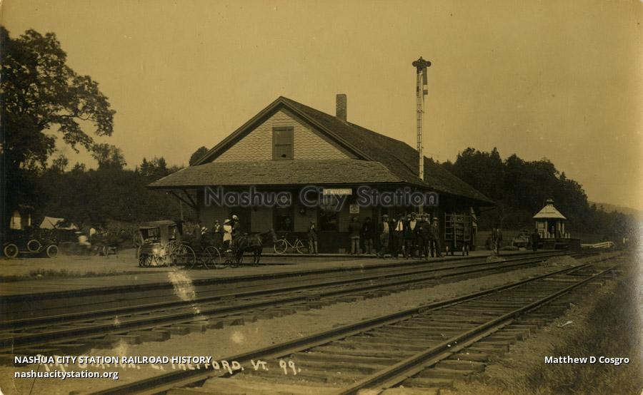 Postcard Railroad Station, East Thetford, Vermont Railroad History