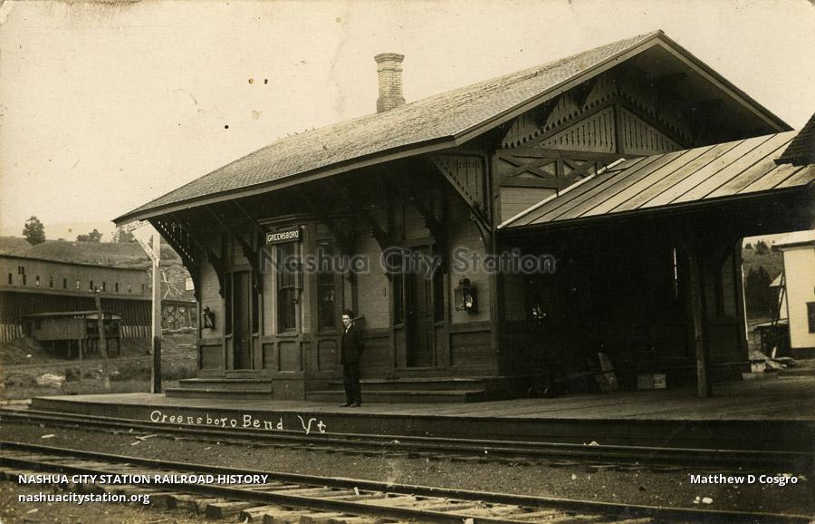 Postcard Greensboro Bend, Vermont Railroad History