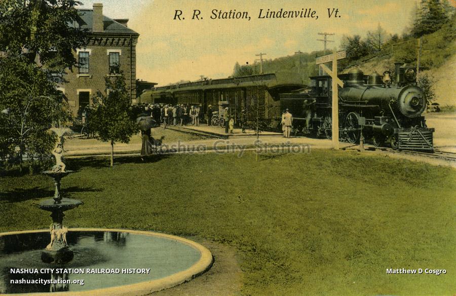 Postcard Railroad Station, Lyndonville, Vermont Railroad History