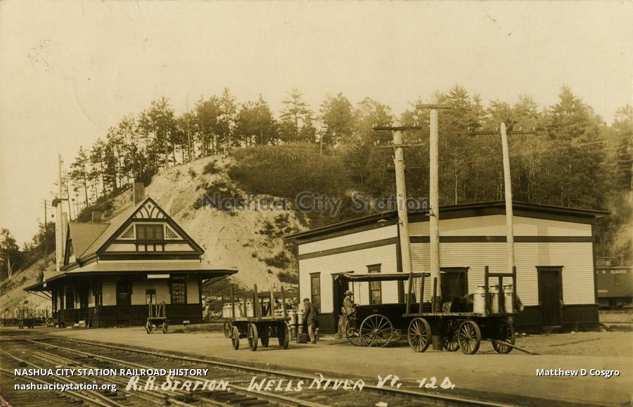 Postcard Railroad Station, Wells River, Vermont Railroad History