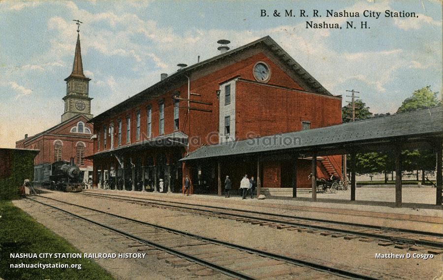 Postcard Boston & Maine Railroad Nashua City Station, Nashua, N.H