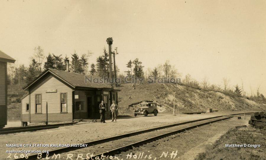 Postcard Boston & Maine Railroad Station, Hollis, N.H. Railroad History