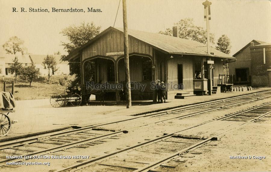 Postcard Railroad Station, Bernardston, Massachusetts Railroad History