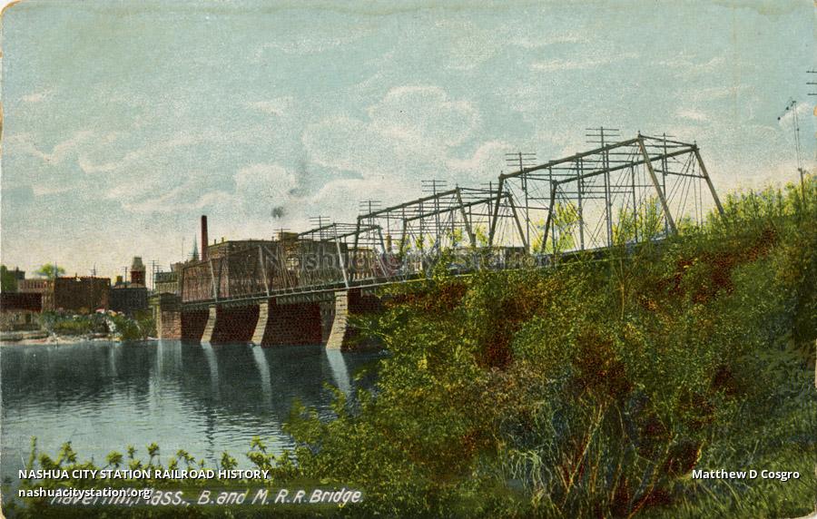 Postcard Haverhill, Massachusetts, Boston & Maine Railroad Bridge