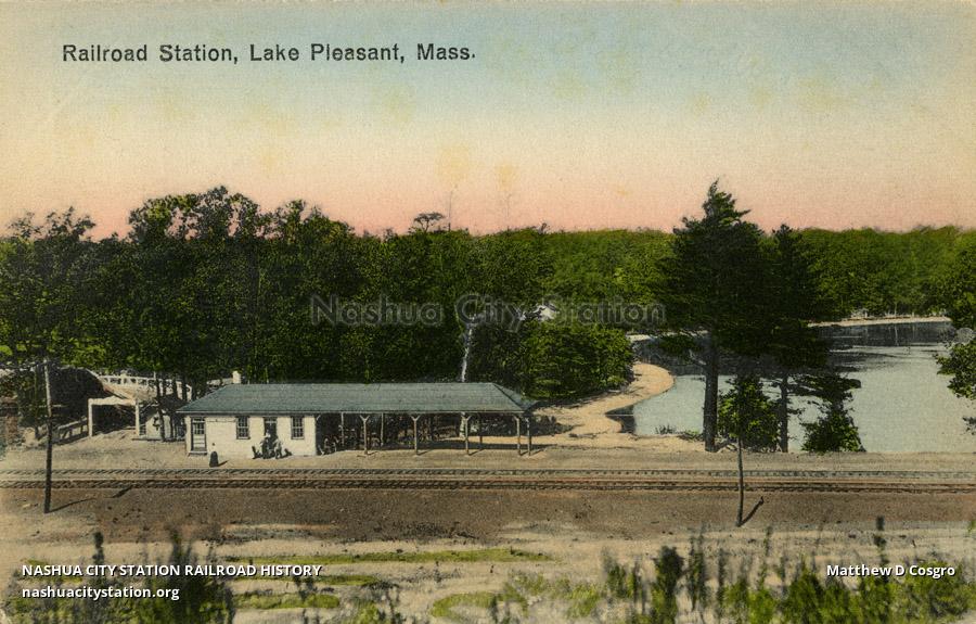 Postcard Railroad Station, Lake Pleasant, Massachusetts Railroad History
