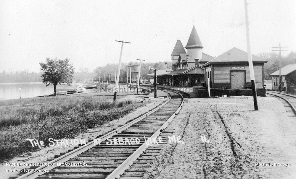 Postcard The Station at Sebago Lake, Maine Railroad History