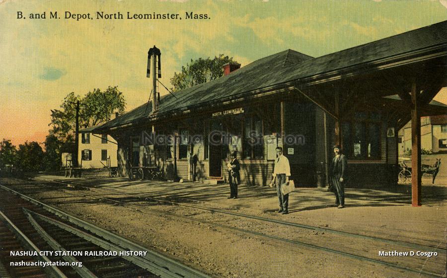 Postcard Boston & Maine Depot, North Leominster, Massachusetts