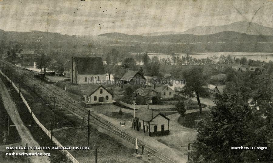 Postcard Bird's Eye View of East Andover, New Hampshire Railroad History