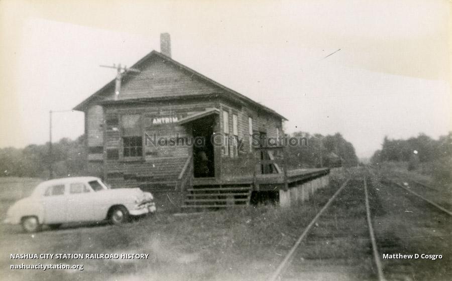 Postcard Antrim station Railroad History