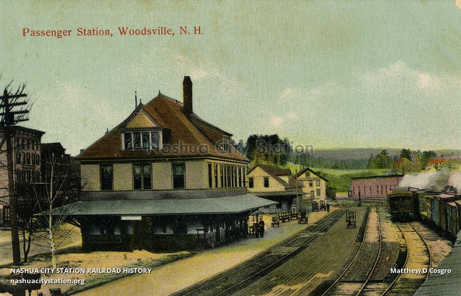 Postcard Passenger Station, Woodsville, New Hampshire Railroad History